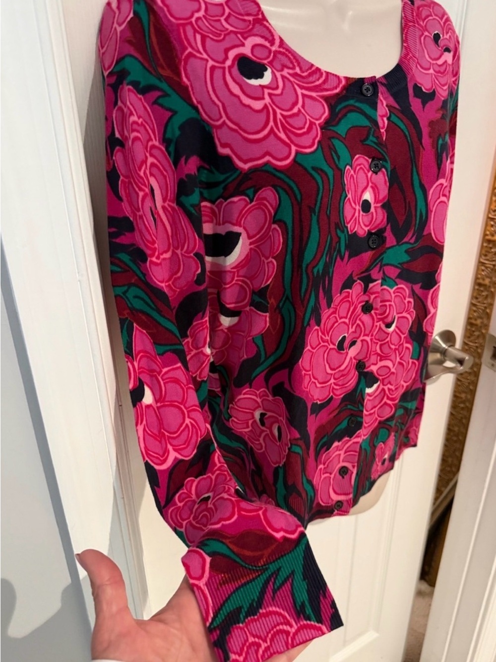 Talbots Pink Floral Button-Front Cardigan - Picture 4 of 9